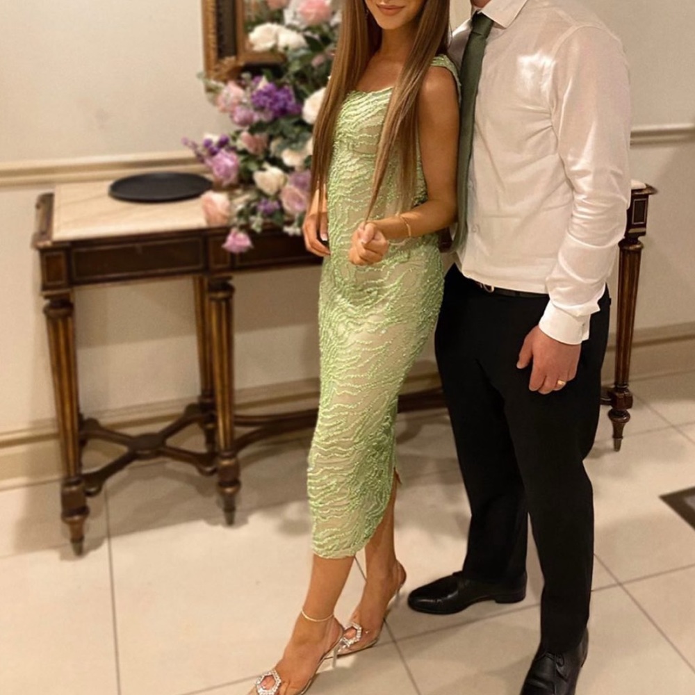 Nude/Green Dress